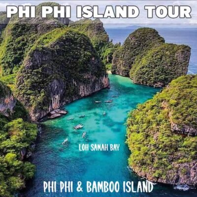 photo of phi phi island from a drone with a spectacular view of loh samah bay and maya bay a picture worth a thousand words