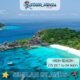 idyllic aerial view of typical Similan island with clear water and white sandy beach and lush green cover