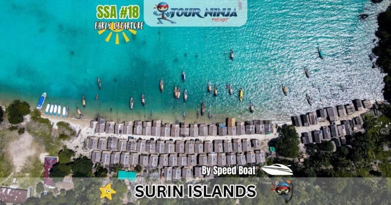 satellite view of surin island bay showing houses and boats of locals