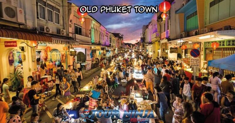 city-tour-walking-street-sb1 city tour visiting old phuket town walking street photo taken from above by a drone seeing all the local stalls