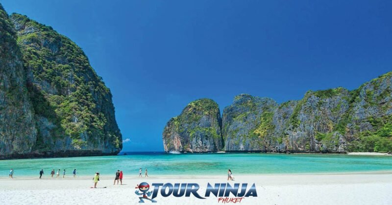 daytrip-phiphi-island-maya-bay-s15 maya bay phi phi island viewed from the famous maya beach with its beautiful white sand and turquoise sea