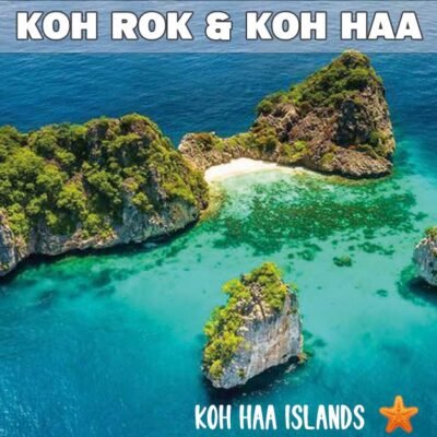 koh haa island seen from a drone surrounded by a clear beautiful sea and it white sandy beaches it is a truly amazing sight