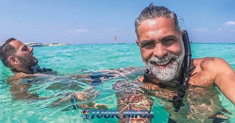 island-hopping-snorkeling-phuket snorkeling tour phuket with two smiling males taking a selfie wearing masks and snorkels