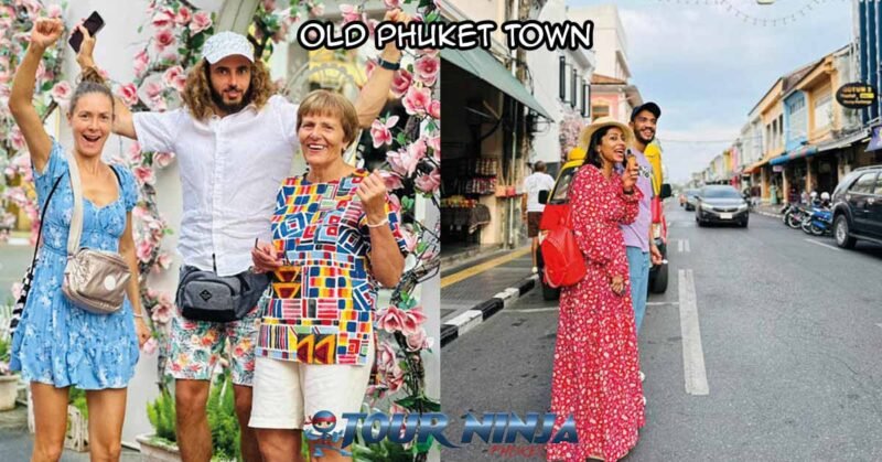 old-phuket-town-city-tour-sb1 phuket city tour visiting old phuket town with smiling customer having photos taken in the romantic town