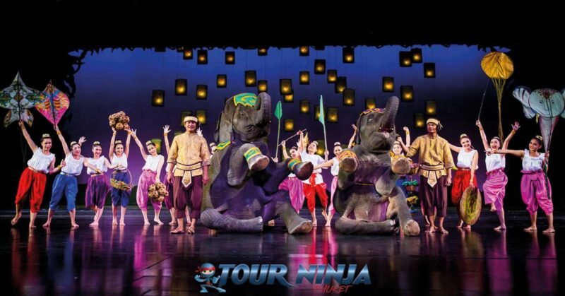 phuket-fantasea-dinner-show-1 phuket fantasea cultural performance art theatre show with two elephants on the stage and multiple professional dancers