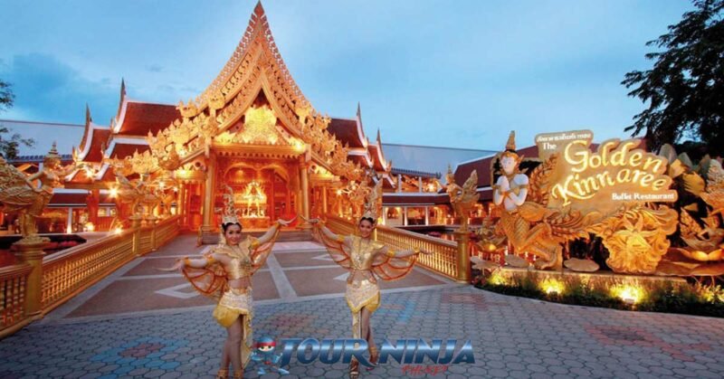 phuket-fantasea-dinner-show-2 phuket fantasea buffet restaurant the golden kinnaree with two dancers wearing traditional golden thai costumes