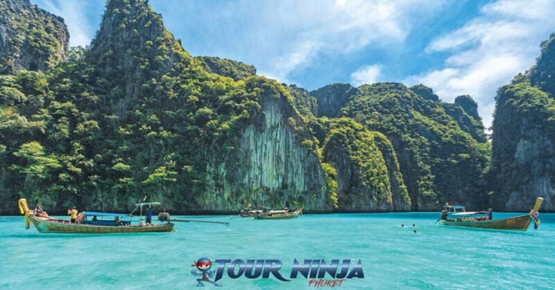 snorkeling-pileh-lagoon-phiphi-island-s5 pileh lagoon phi phi island from a longtail boat on a nice sunny day with its beautiful rock formations and clear blue sea