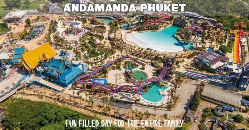 andamanda phuket water park seen from above with all its colorful sliders it is truly amazing